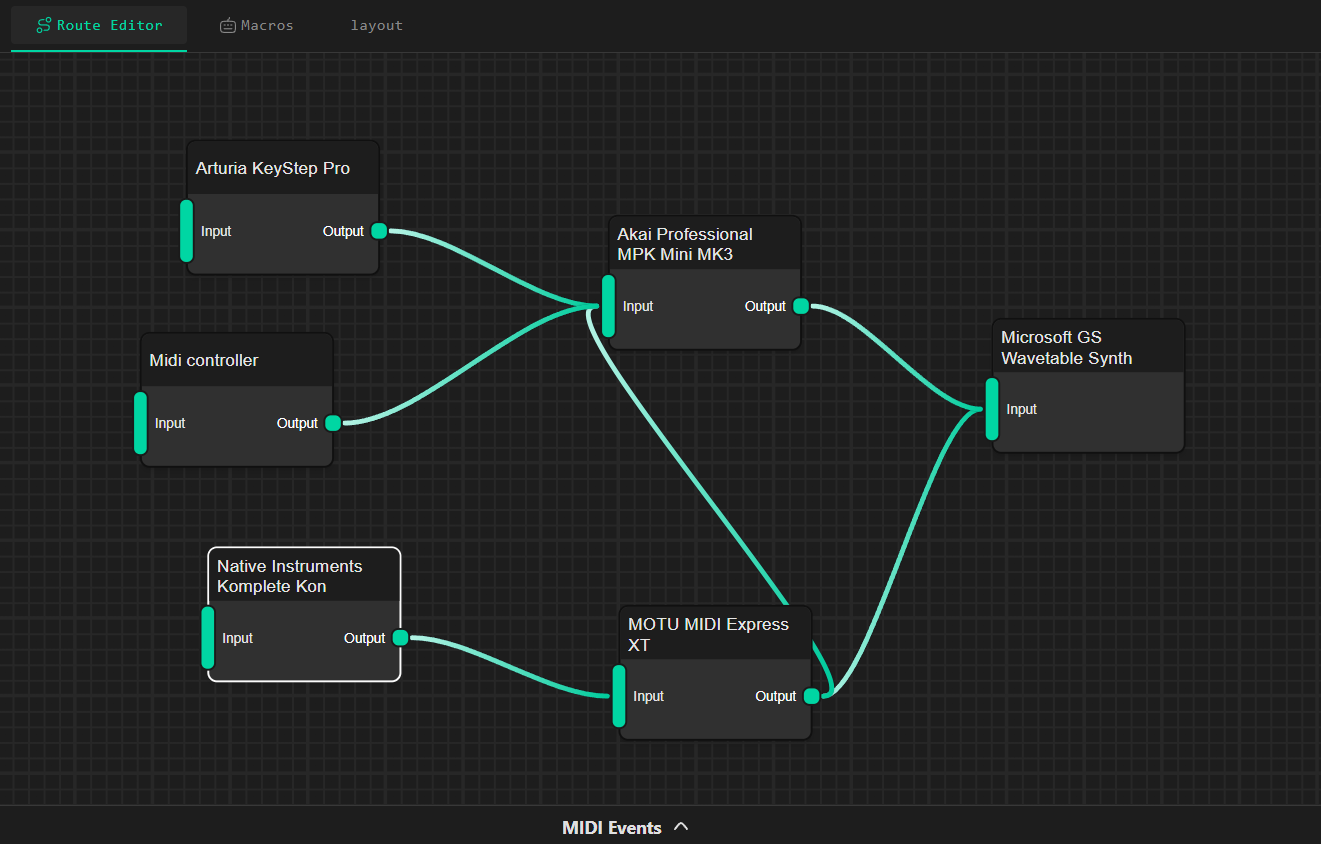 MIDI Routing Matrix Interface